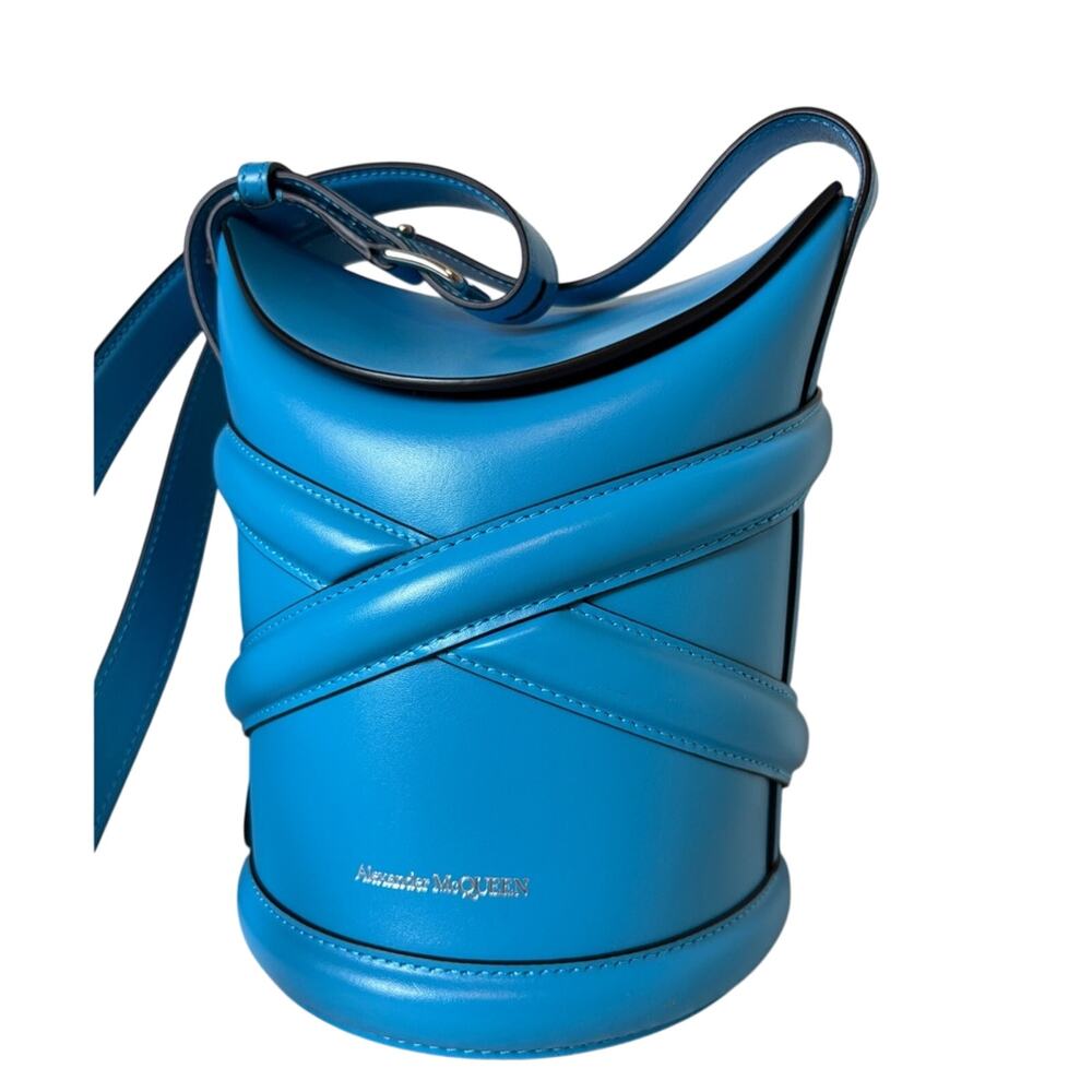 Alexander McQueen Curve Small Crossbody Bag Blue Calfskin Leather - Picture 4 of 9